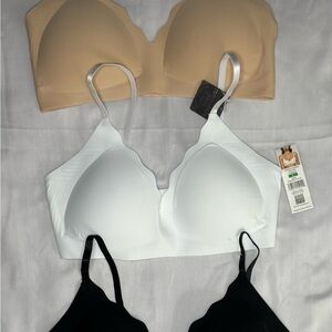 NWT Sophie B White Black Beige Lightly padded Comfy Bras Bralettes Sz L C cup